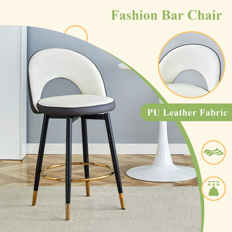 Upholstered Rotatable Bar Chair With Metal Legs For Dining Room by Unique Piece Furniture