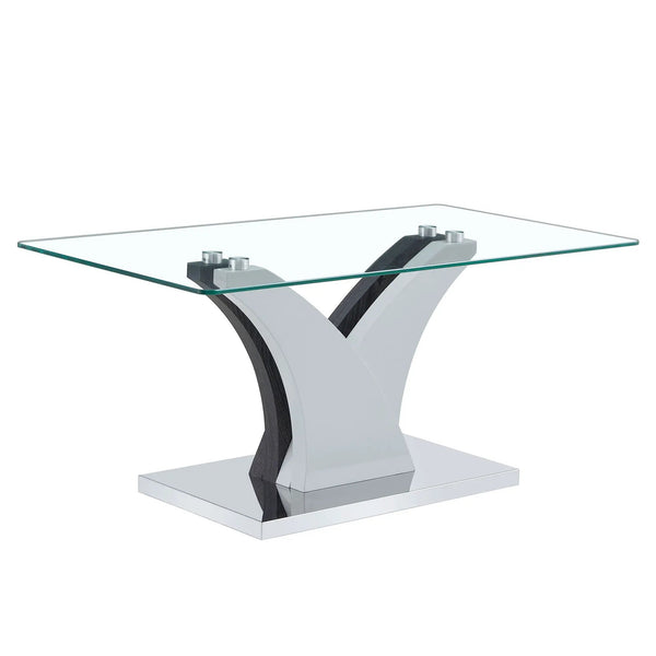 Artistic Rectangular Coffee Table With Tempered Glass Countertop