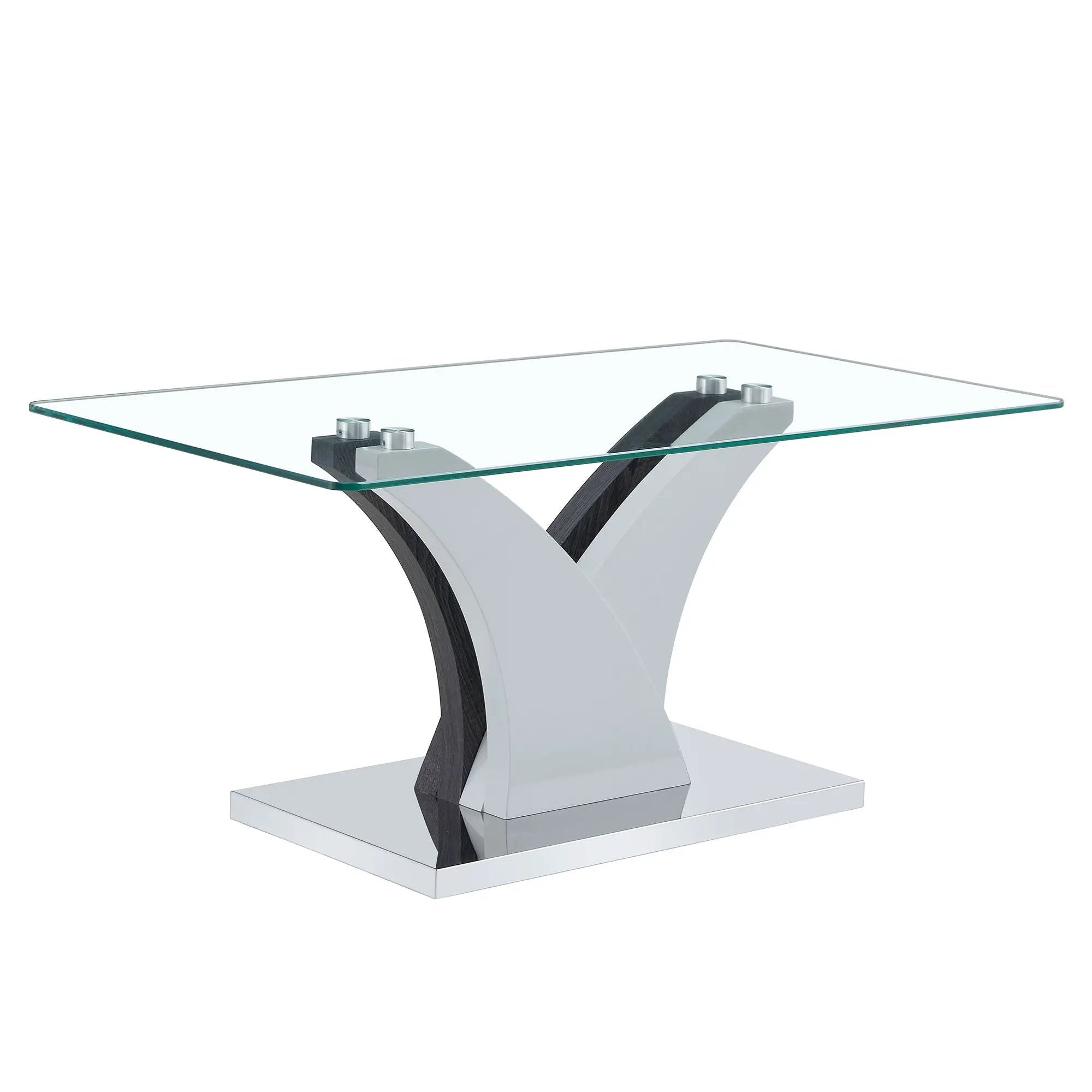Artistic Rectangular Coffee Table With Tempered Glass Countertop by Unique Piece Furniture