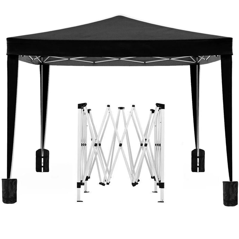 10'X10' Folding Canopy With 4 Removable Sidewalls Outdoor Event Shelter UPF 50+ Gazebo Portable Tents For Parties Beach Camping Wedding Ez Pop Up Canopy 4 Pieces Weight Bag + Carry Bag by Unique Piece Furniture