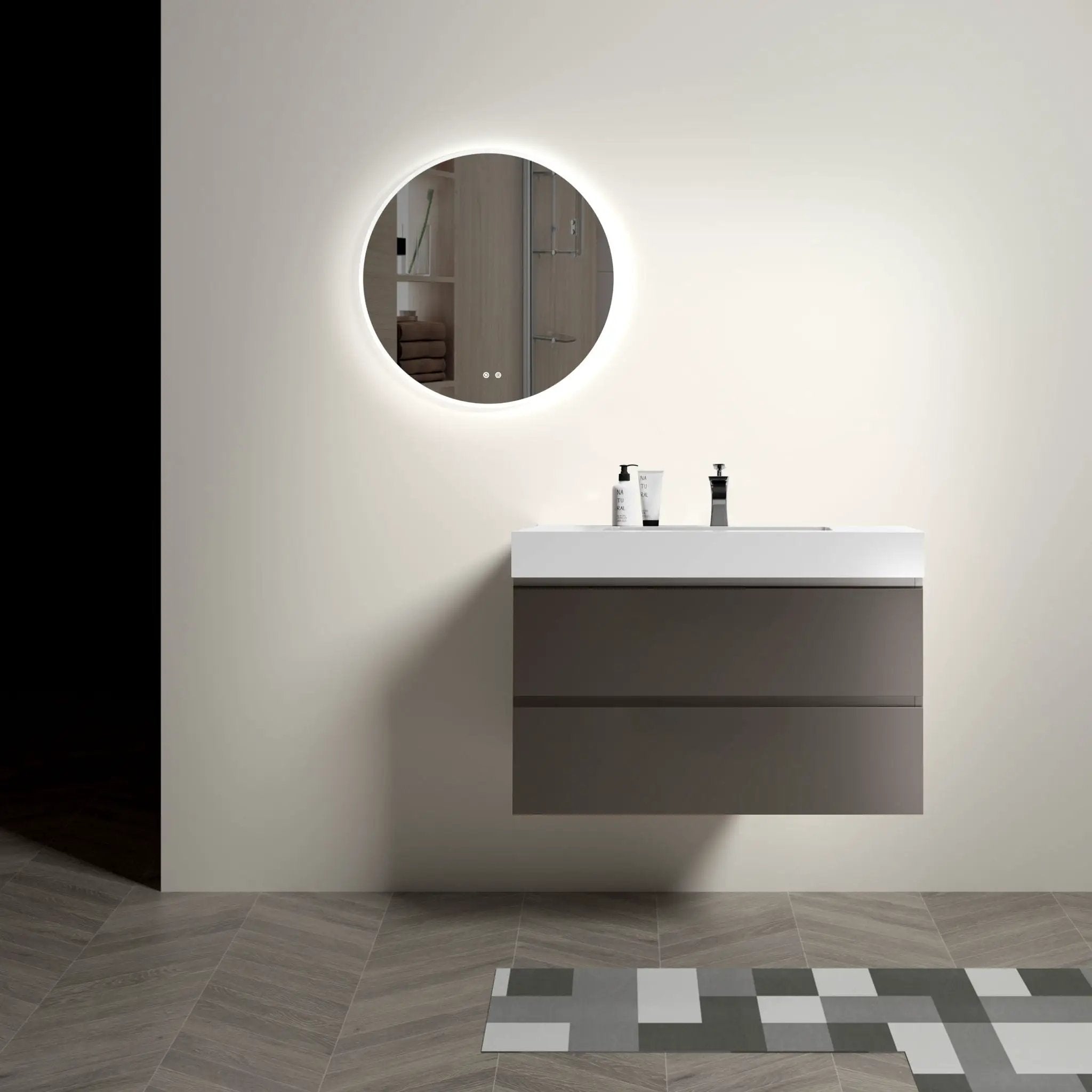 Alice - Bathroom Vanity With Sink, Large Storage Wall Mounted Floating Bathroom Vanity For Modern Bathroom, One-Piece Sink Basin Without Drain And Faucet by HouseOfZazla