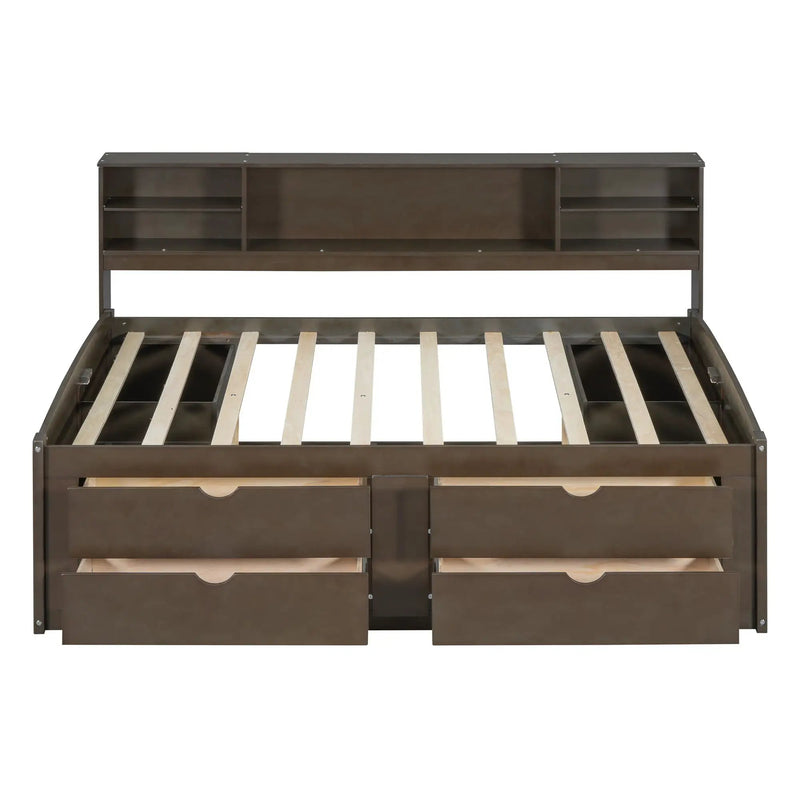 Daybed With 2 Bedside Cabinets, Upper Shelves And 4 Drawers by Unique Piece Furniture