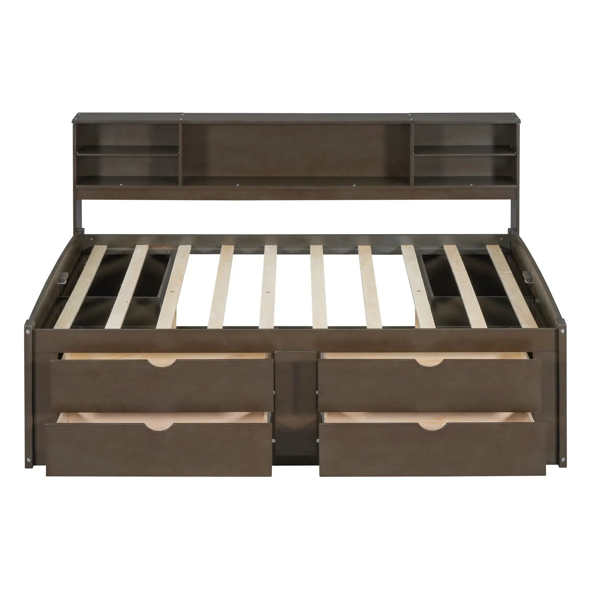 Daybed With 2 Bedside Cabinets, Upper Shelves And 4 Drawers by HouseOfZazla