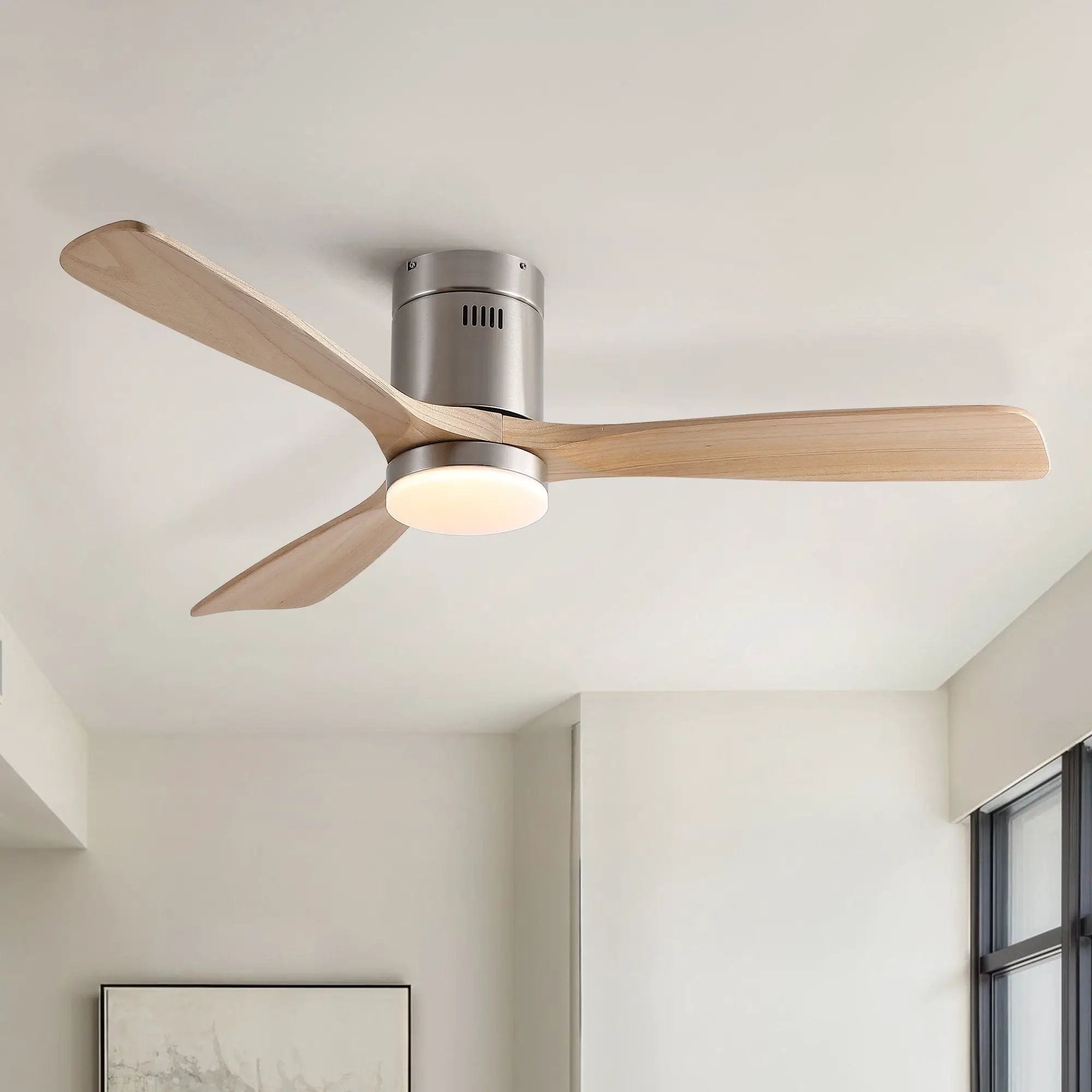 Low Profile Flush Mount Intergrated LED Ceiling Fan With Light And Silent Reversible Motor by Unique Piece Furniture
