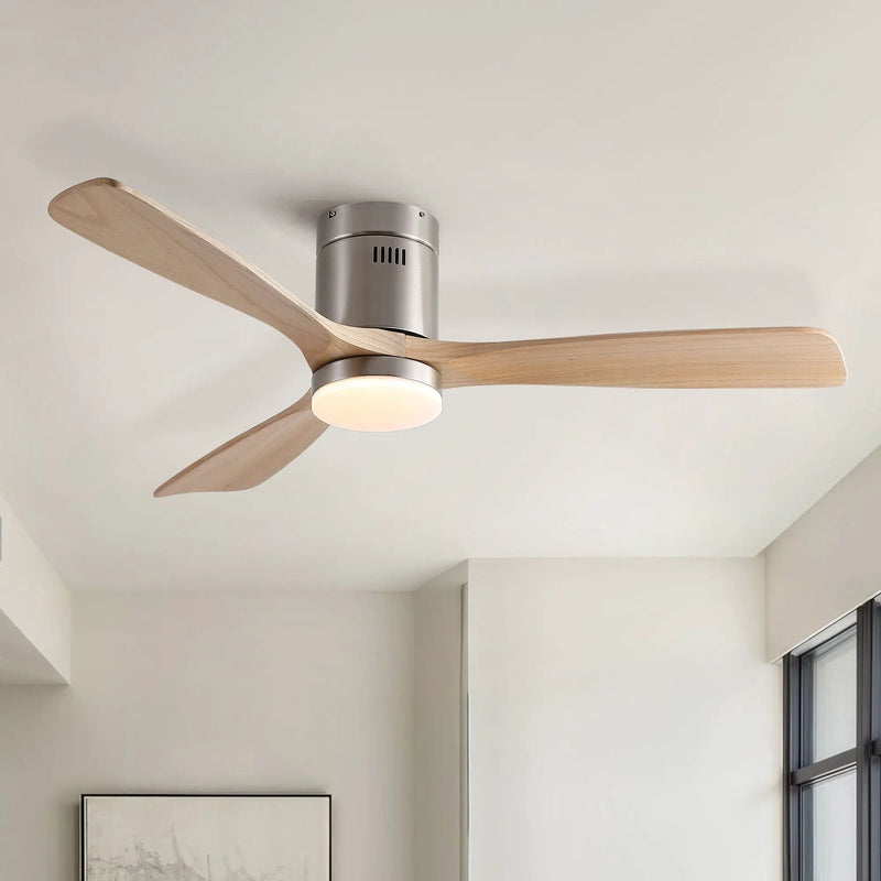 Low Profile Flush Mount Intergrated LED Ceiling Fan With Light And Silent Reversible Motor by HouseOfZazla