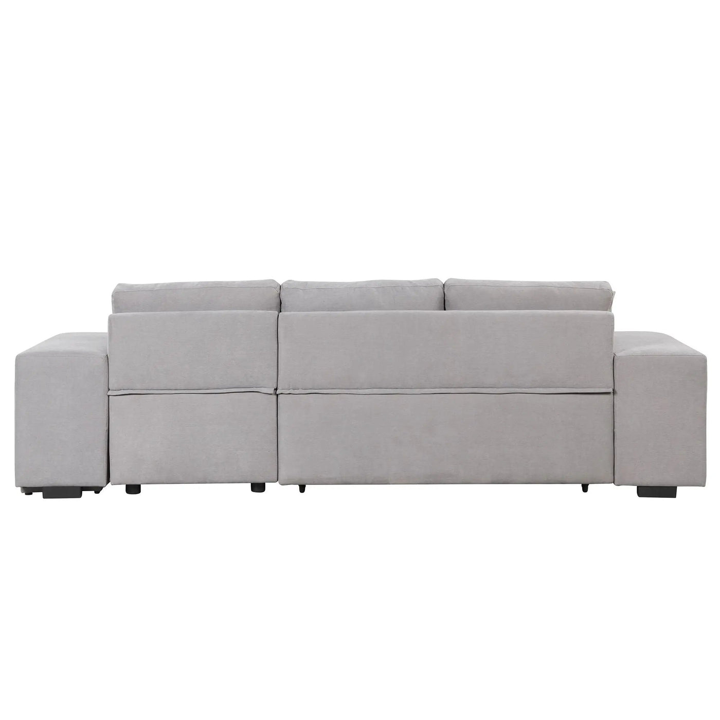 Modern L-Shape 3 Seat Reversible Sectional Couch, Pull Out Sleeper Sofa With Storage Chaise And 2 Stools For Living Room Furniture Set by HouseOfZazla