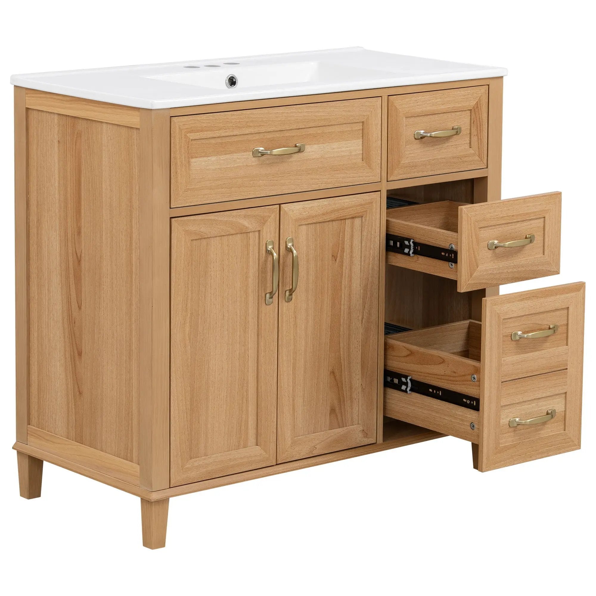 Bathroom Vanity With Sink, Soft Close Doors & Drawers - Wood by HouseOfZazla