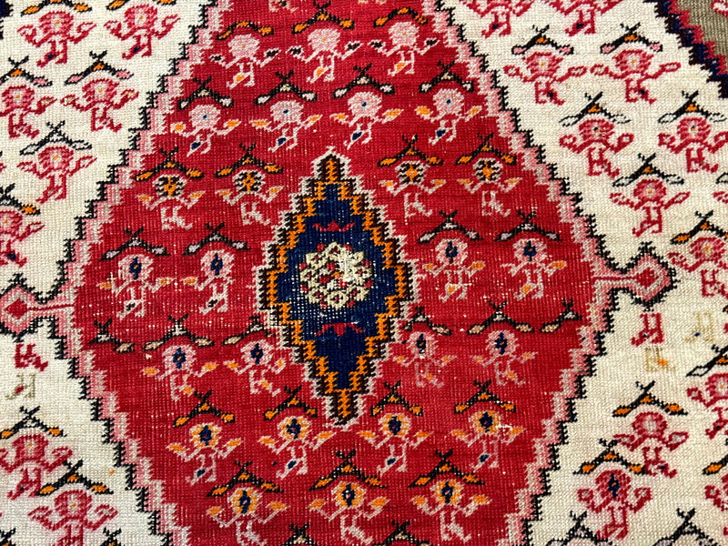 Antique Persian Malayer Rug 4x7, Tribal Senneh Carpet, Geometric, Diamond Design by Jewel Rugs