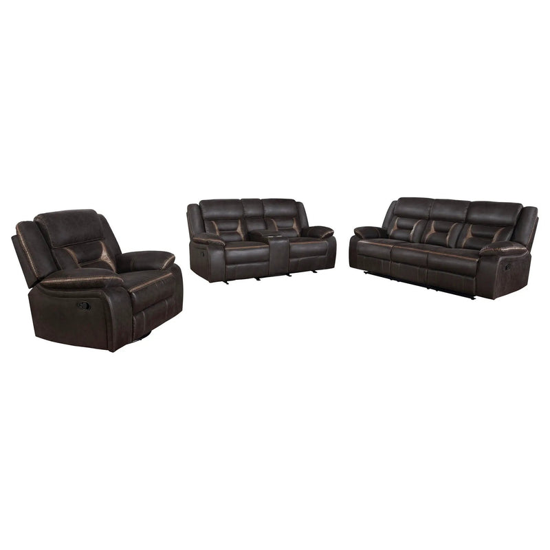 Greer 3-piece Upholstered Reclining Sofa Set Brown by Unique Piece Furniture