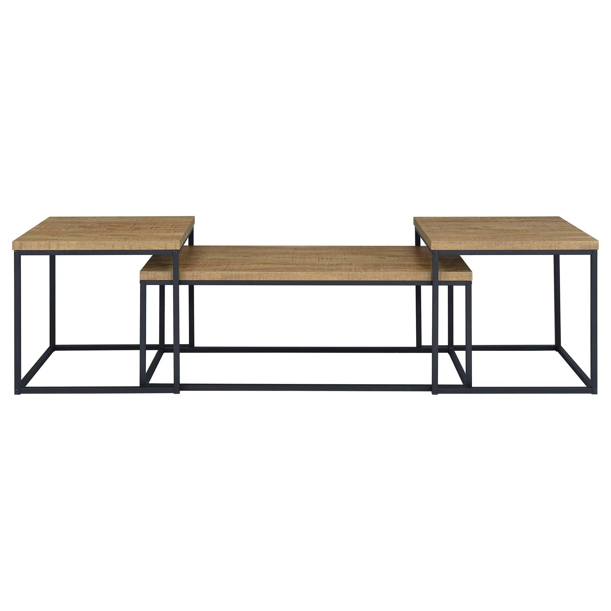 Straden 3-piece Engineered Wood Coffee Table Set Mango and Black by Unique Piece Furniture