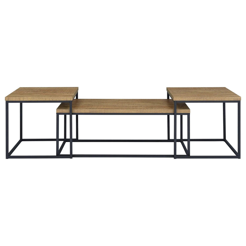 Straden 3-piece Engineered Wood Coffee Table Set Mango and Black by Unique Piece Furniture