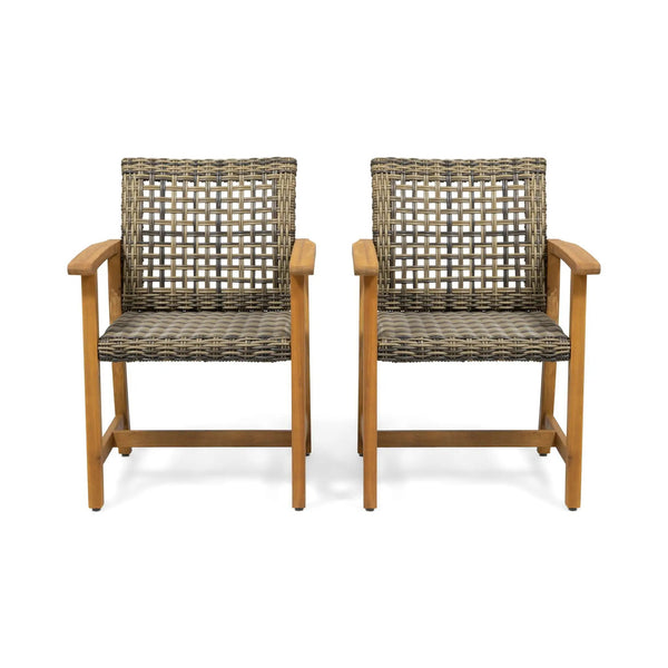 Outdoor Dining Chair Acacia Wood Frame (Set of 2)