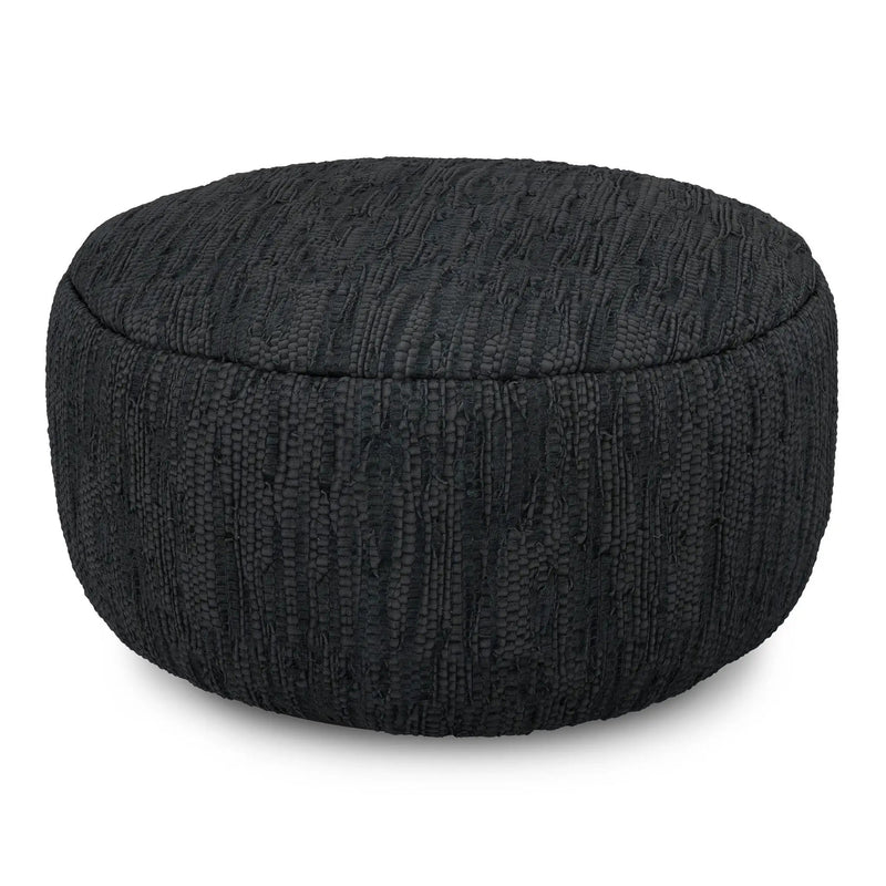 Fredrik - Round Pouf - Black by HouseOfZazla