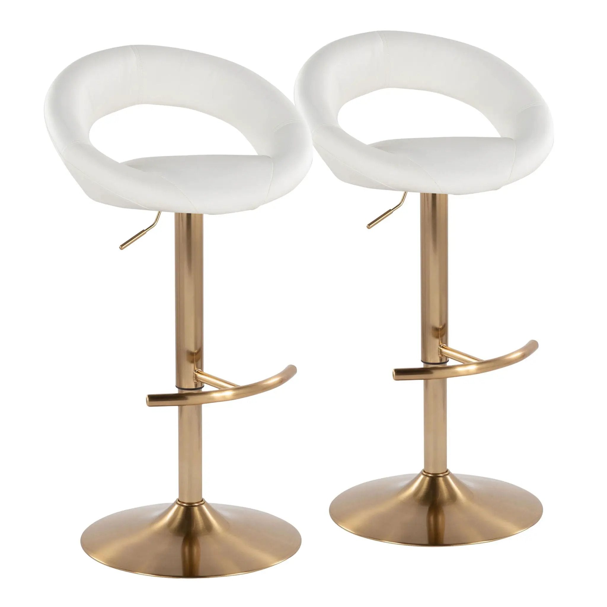 Posh - Contemporary / Glam Adjustable Barstool With Swivel With Rounded T Footrest (Set of 2) by Unique Piece Furniture