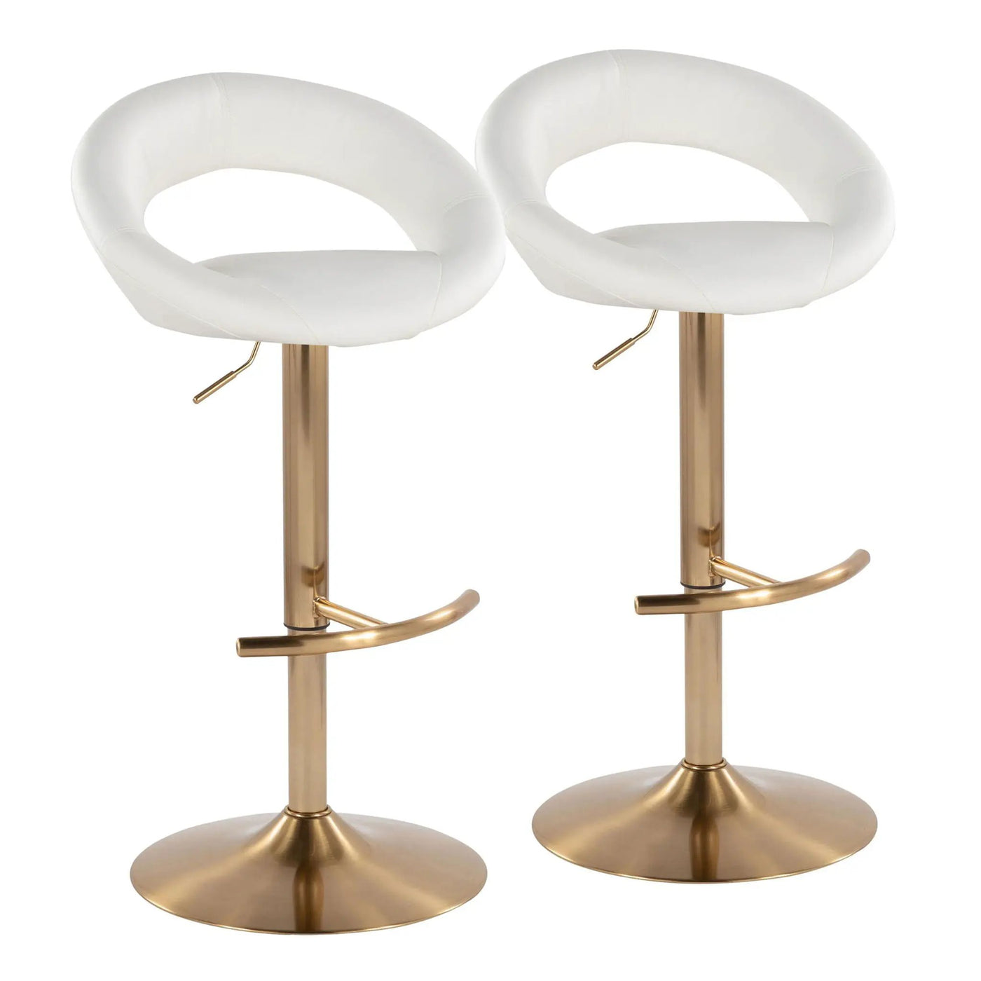 Posh - Contemporary / Glam Adjustable Barstool With Swivel With Rounded T Footrest (Set of 2) by HouseOfZazla