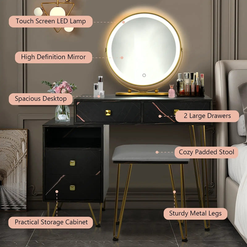 Modern Dressing Table with Storage Cabinet by DirectDeals