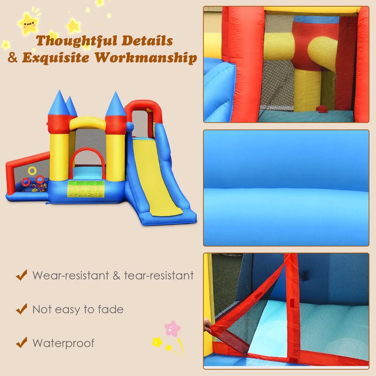 Inflatable Bounce House with Basketball Rim and 780W Blower by DirectDeals
