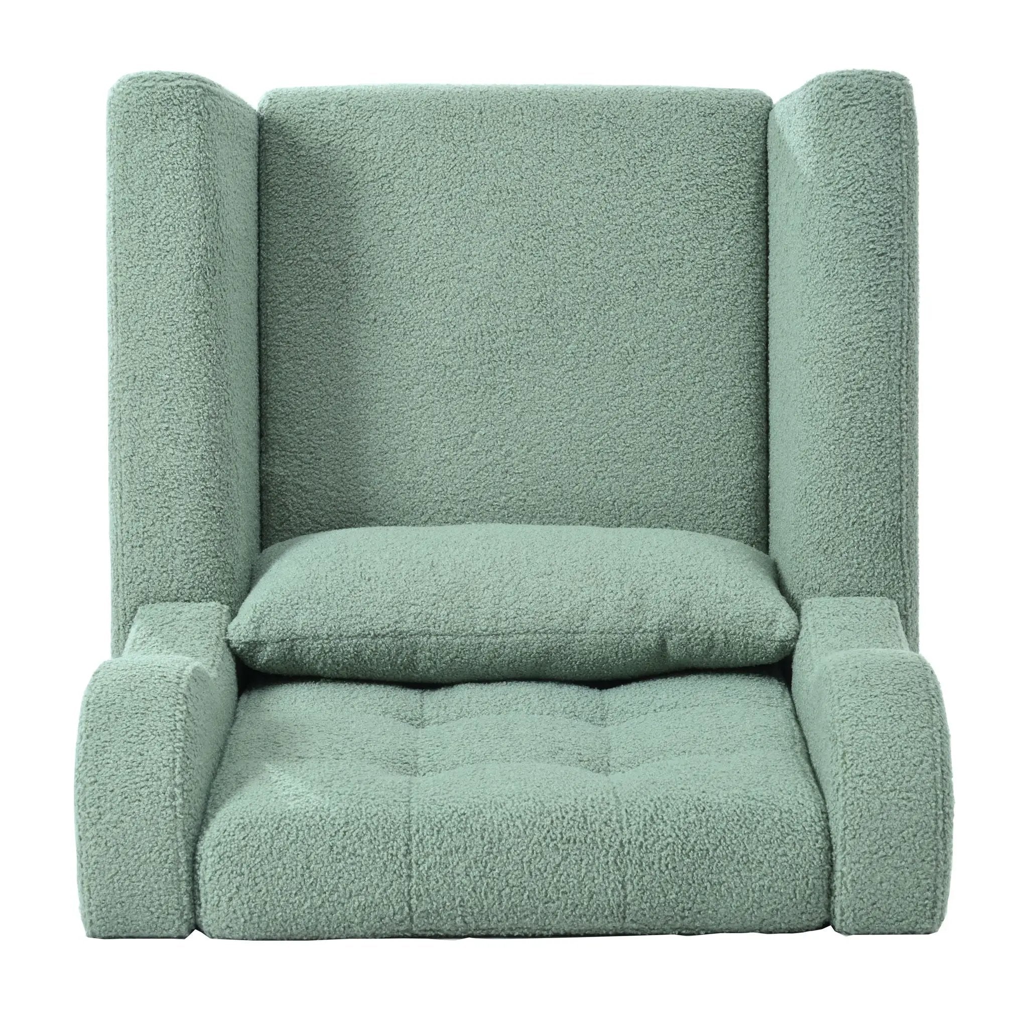 Modern Accent Chair, Teddy Fabric Living Room Chairs Comfy Reading Chair, Mid Century Accent Chair, Lounge Arm Chairs Armchair For Living Room Bedroom - Light Green by HouseOfZazla