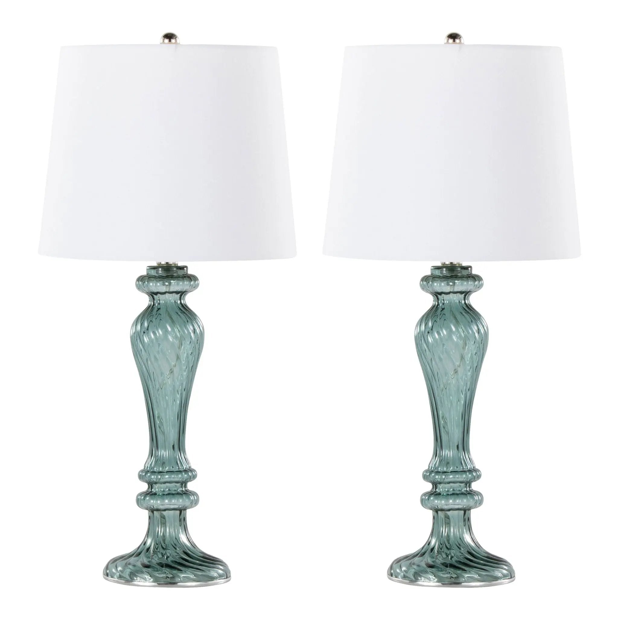 Windsor - Contemporary Table Lamp (Set of 2) - Clear Turquoise / Off White by HouseOfZazla