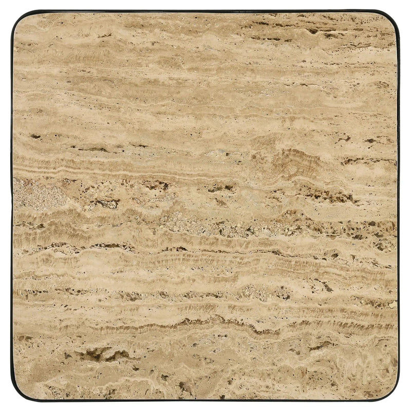 Travertine Accent Table Geometric Design - Brown by HouseOfZazla