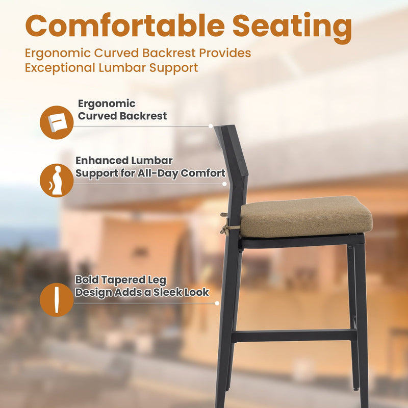 Modern Outdoor Bar Stools With Backrest And Footrest (Set of 2) by HouseOfZazla