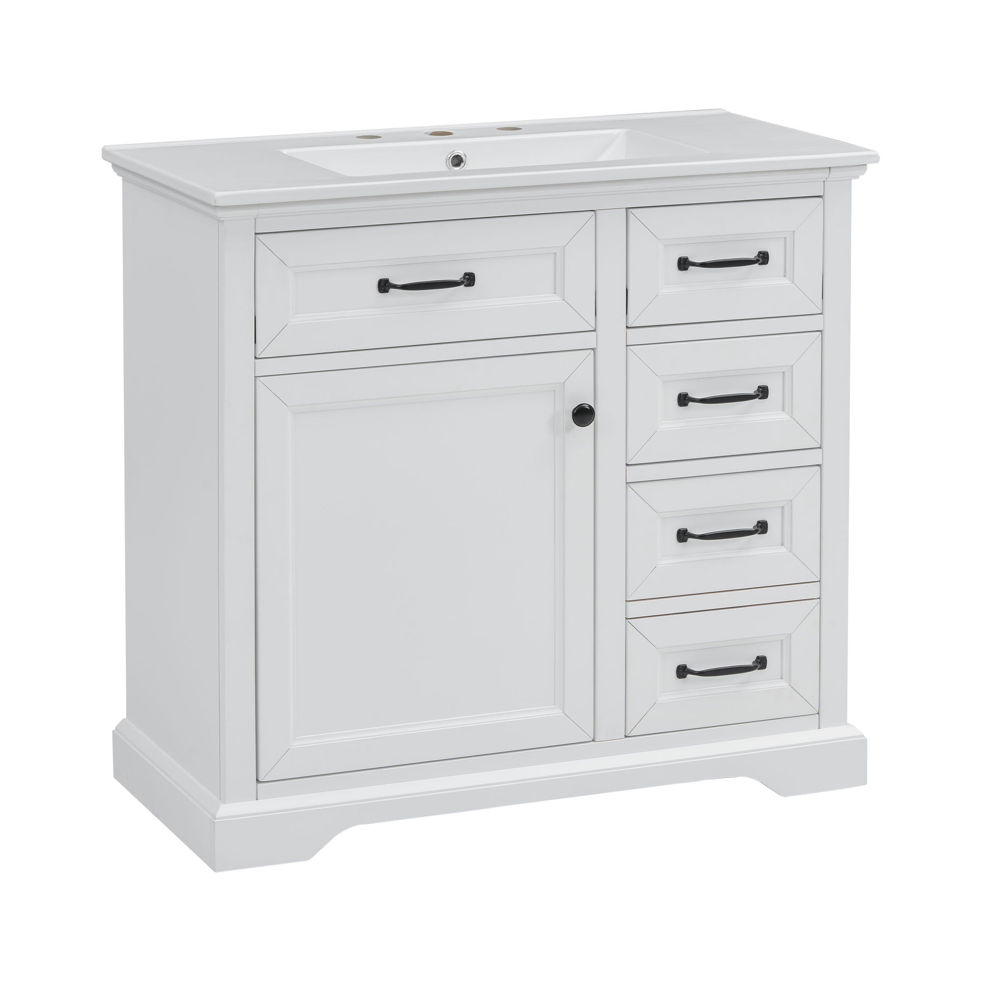 36" Bathroom Vanity With Sink, 2 Tip-Out Drawers, Soft Close Hinges by HouseOfZazla