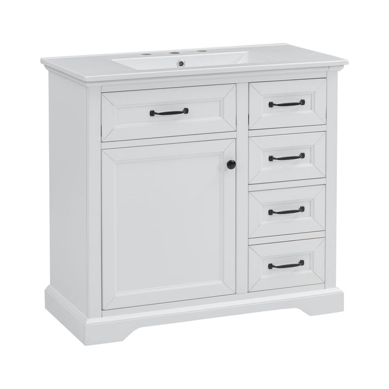 36" Bathroom Vanity With Sink, 2 Tip-Out Drawers, Soft Close Hinges by HouseOfZazla