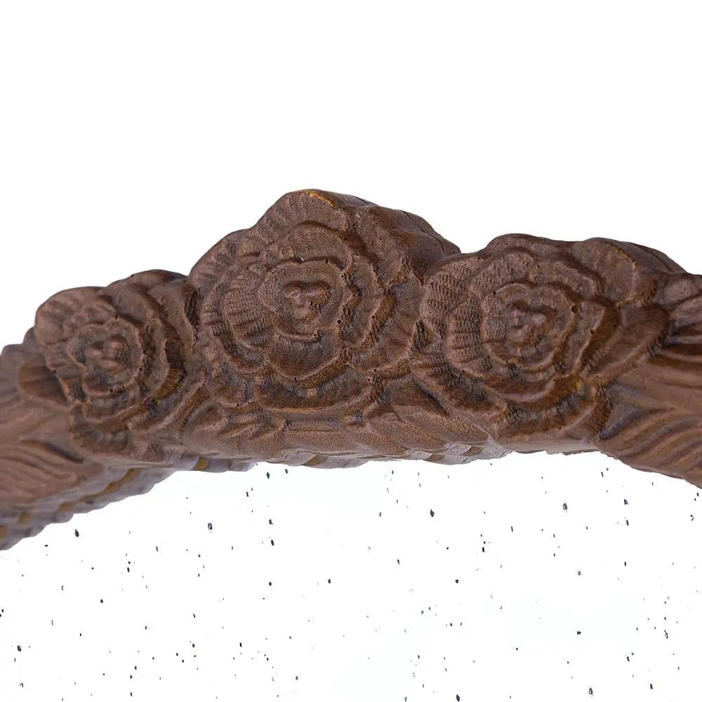 Hand Carved Rose Antique Mirror Frame, Large Arch Mirror Wall Decor For Living Room, Bathroom, Entryway - Brown by HouseOfZazla