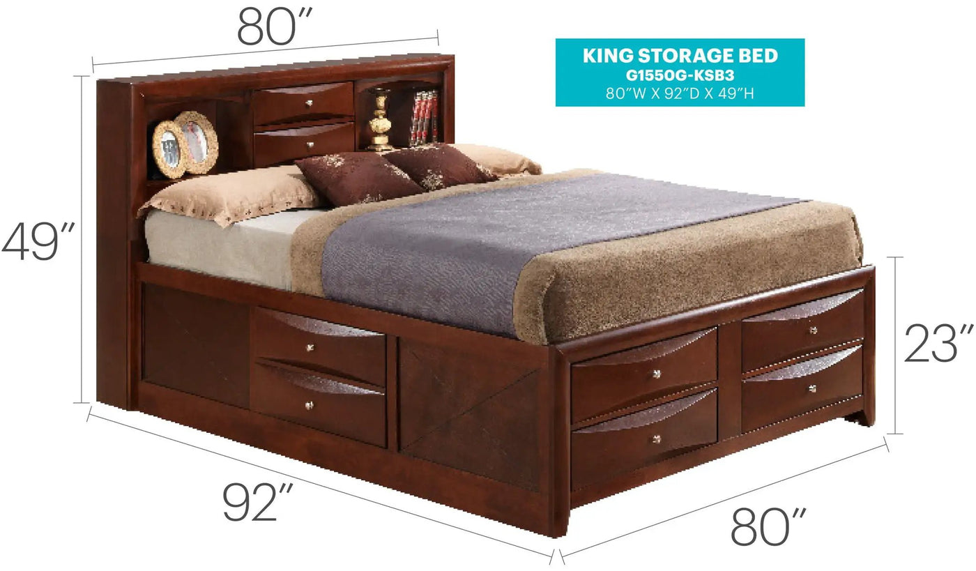 Modern Design Storage Bed With Bookcase Headboard by Unique Piece Furniture
