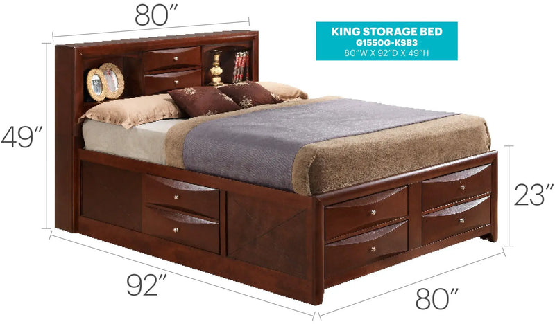 Modern Design Storage Bed With Bookcase Headboard by Unique Piece Furniture