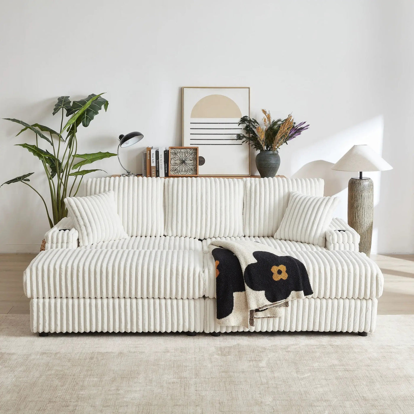 3 Seater Sofa With 2 Ottomans For Living Room by HouseOfZazla