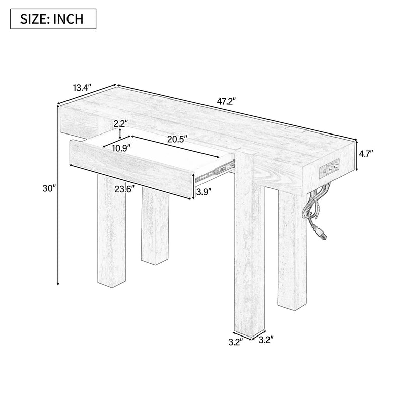 TREXM Rustic Minimalist Console Table with Hidden Drawer by HouseOfZazla