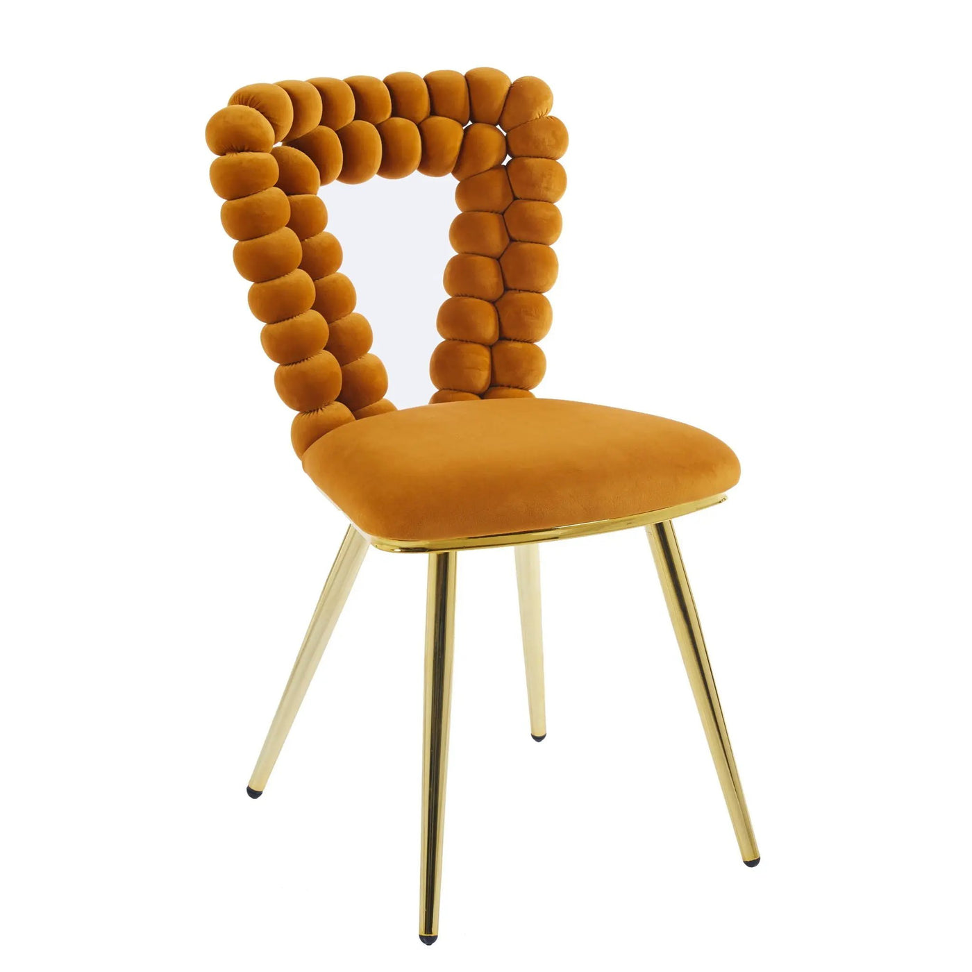 Modern Chair With Iron Tube Legs, Soft Cushions And Comfortable Backrest, Suitable For Dining Room, Living Room, Cafe, Hairball Back by HouseOfZazla