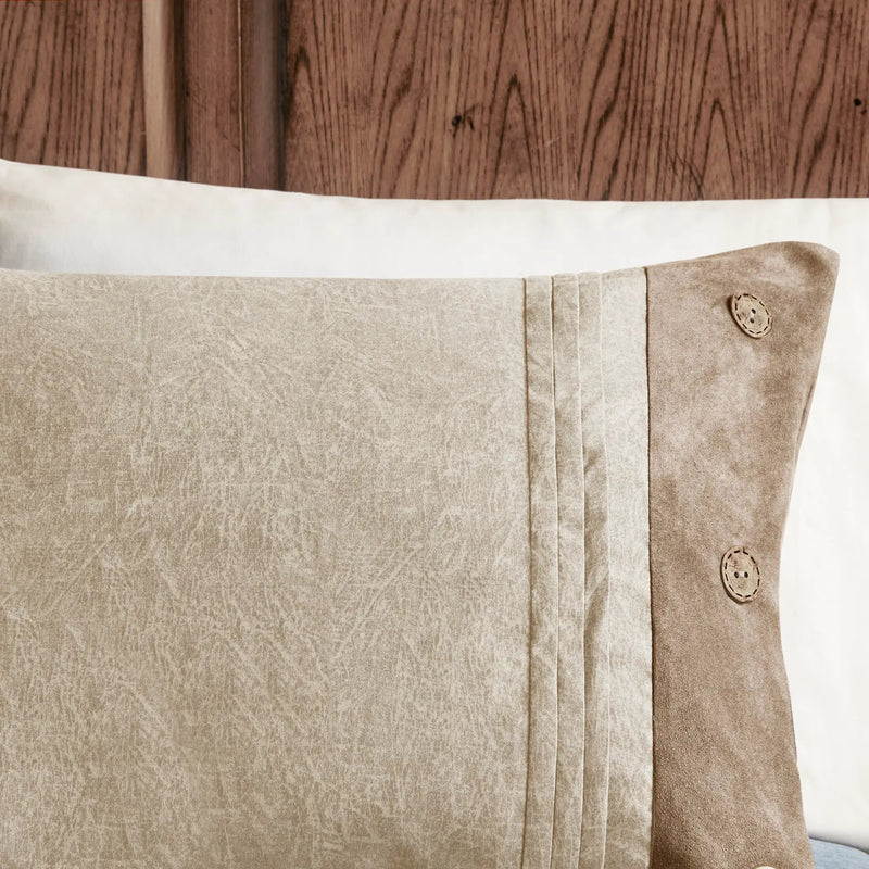 7 Piece Faux Suede Comforter Set Tan Queen by HouseOfZazla
