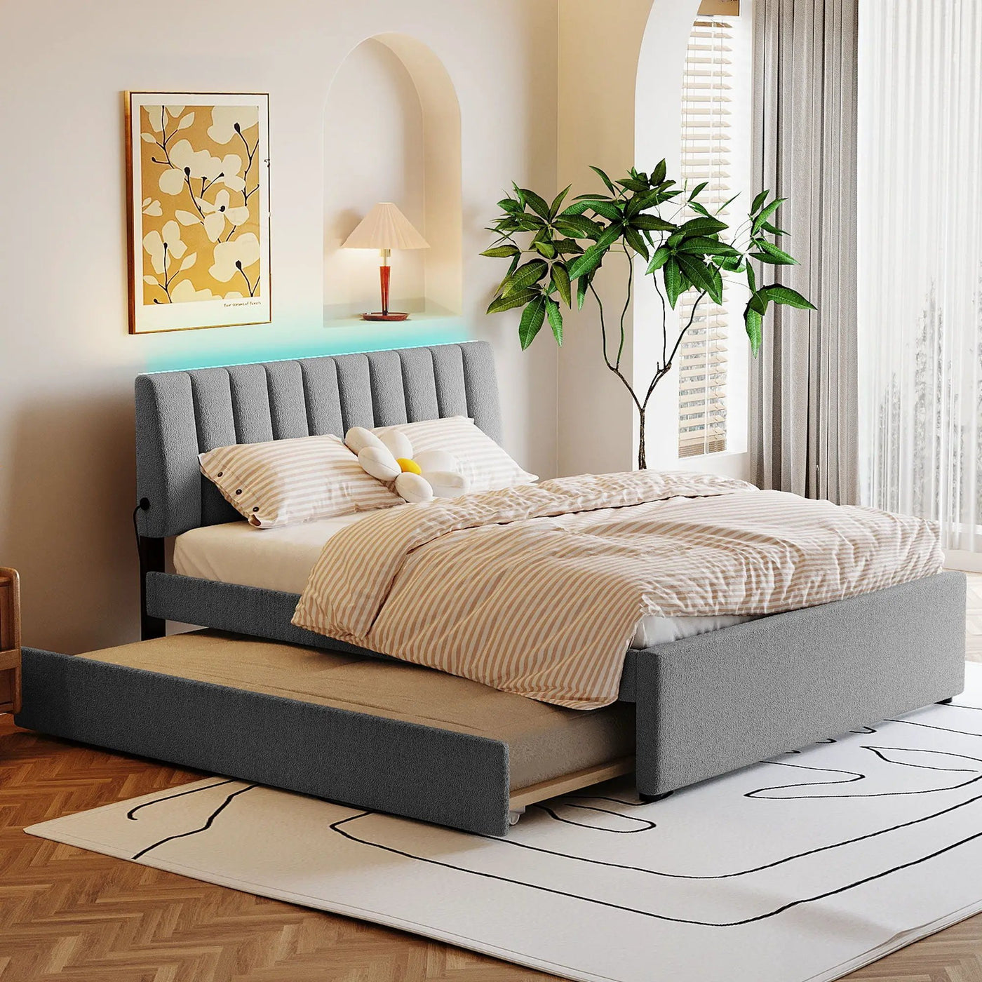 Upholstered Platform Bed With Trundle by Unique Piece Furniture