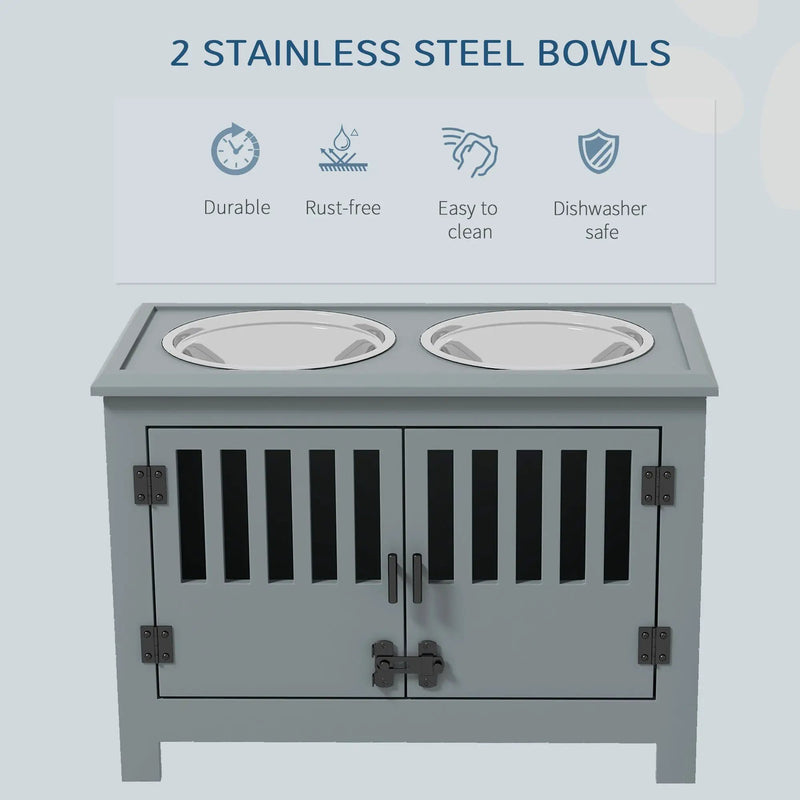 PawHut Large Elevated Dog Bowls with Storage Cabinet by HouseOfZazla