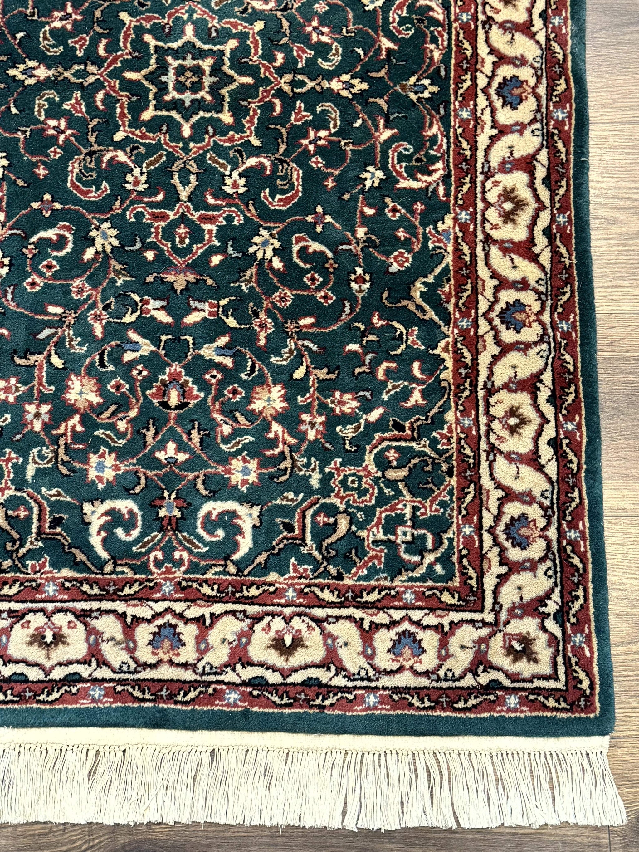 Dark Green Indo Persian Rug 2.5 x 4, Hand Knotted Wool Small Oriental Carpet by Jewel Rugs