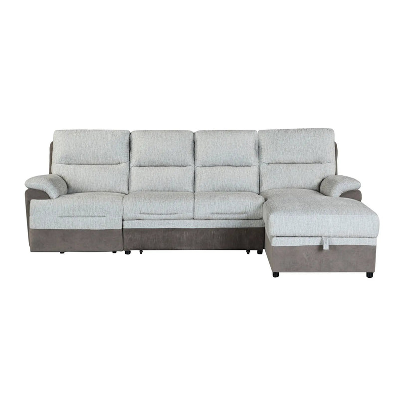 Kia - Sectional With Power And USB - Beige / Brown by Unique Piece Furniture
