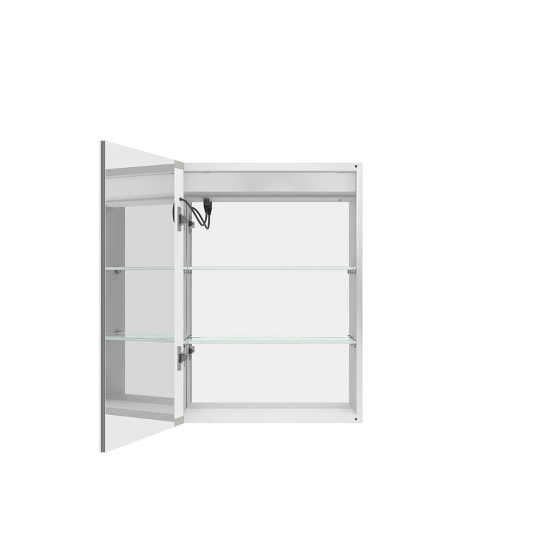 20 X 28" Bathroom Medicine Cabinet With Mirror Wall Mounted LED Bathroom Mirror Cabinet With Lights, Anti-Fog, Waterproof, Dimmable, 3000K~6000K, Single Door, Touch Swich, Storage Shelves - Silver by HouseOfZazla
