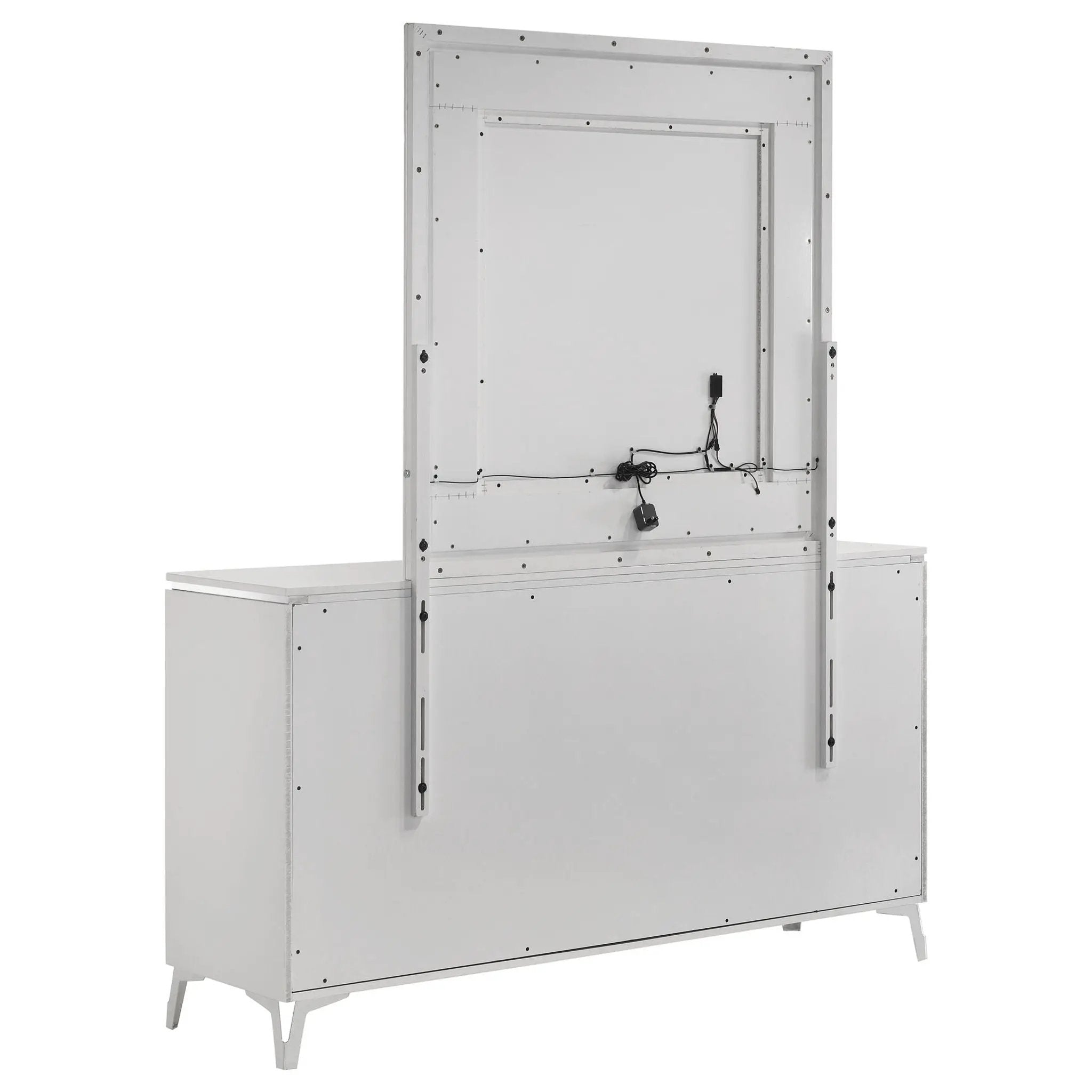 Cassia 6-drawer Dresser Cabinet with Mirror White High Gloss by Unique Piece Furniture
