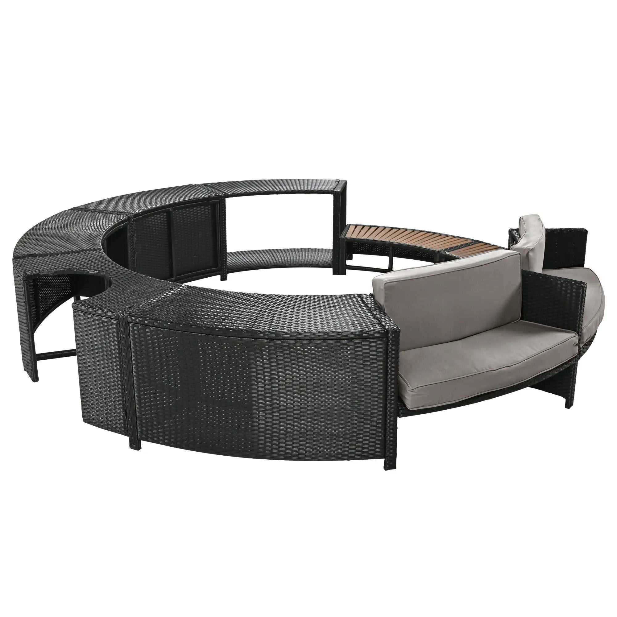 Spa Surround Spa Frame Patio Rattan Sofa Set With Storage Spaces, Mini Sofa And Comfortable Cushion For Patio, Backyard by HouseOfZazla