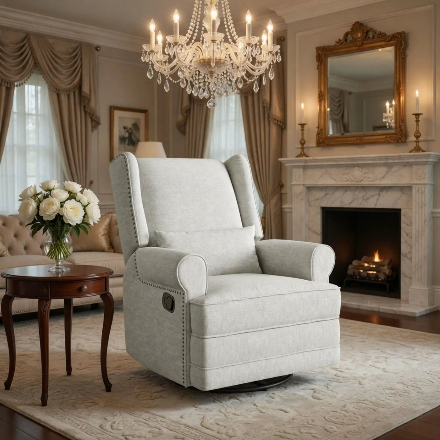 Extra Wide Swivel Recliner Glider Chair With Footrest by HouseOfZazla