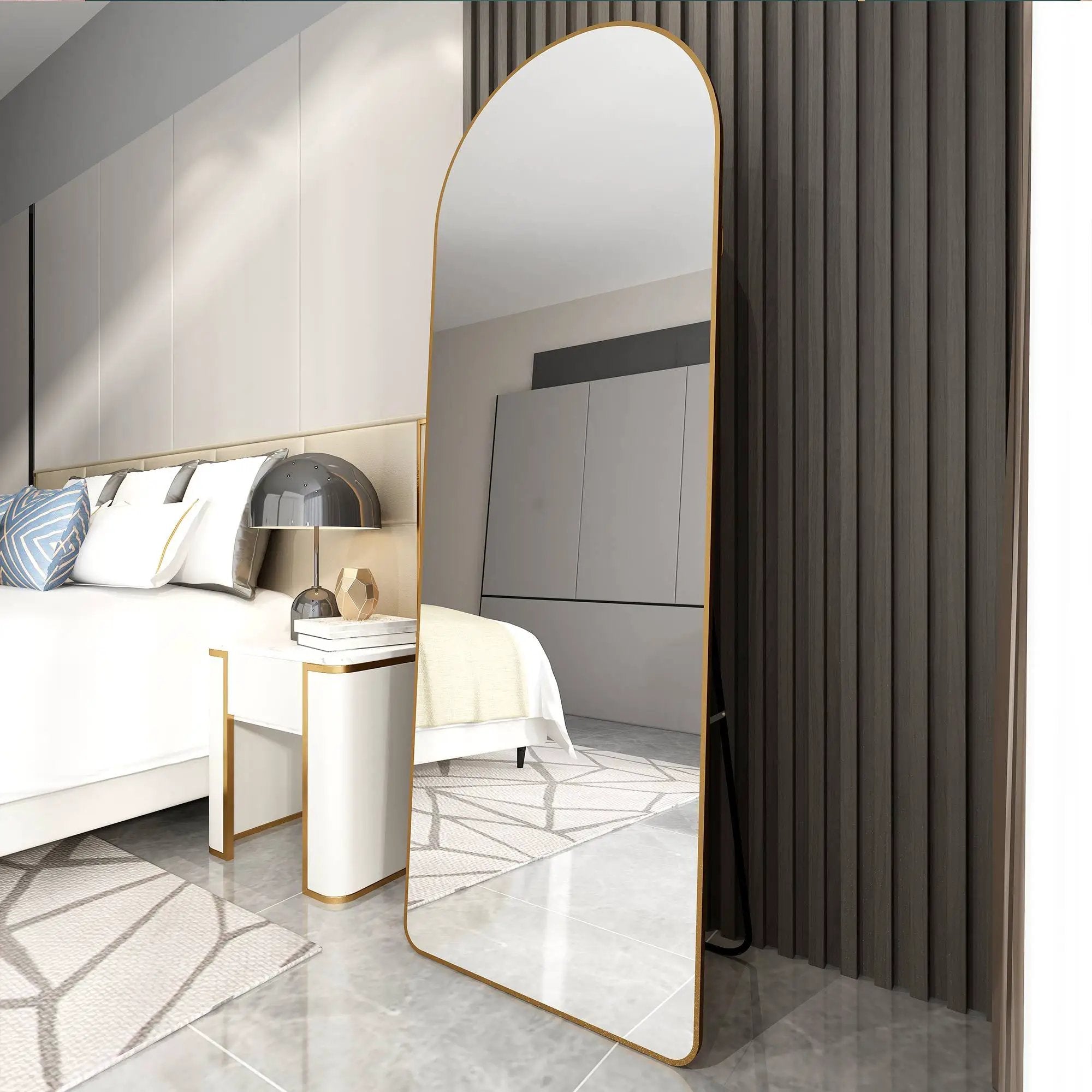 The 4th Generation Floor Mounted Full Length Mirror with Gold Frame by HouseOfZazla