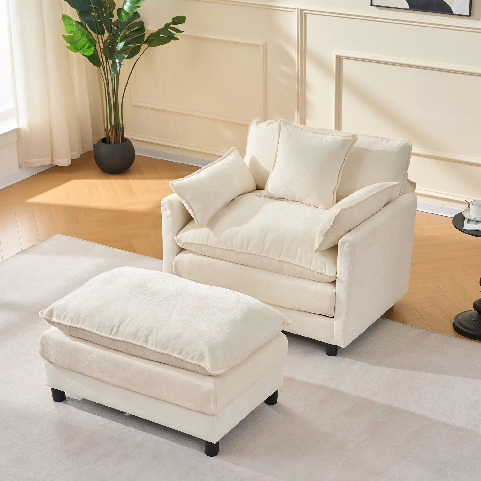 Accent Chair With Ottoman - Beige by Unique Piece Furniture