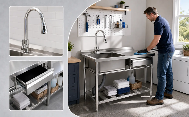Stainless Steel Utility Sink, Freestanding Sink by HouseOfZazla