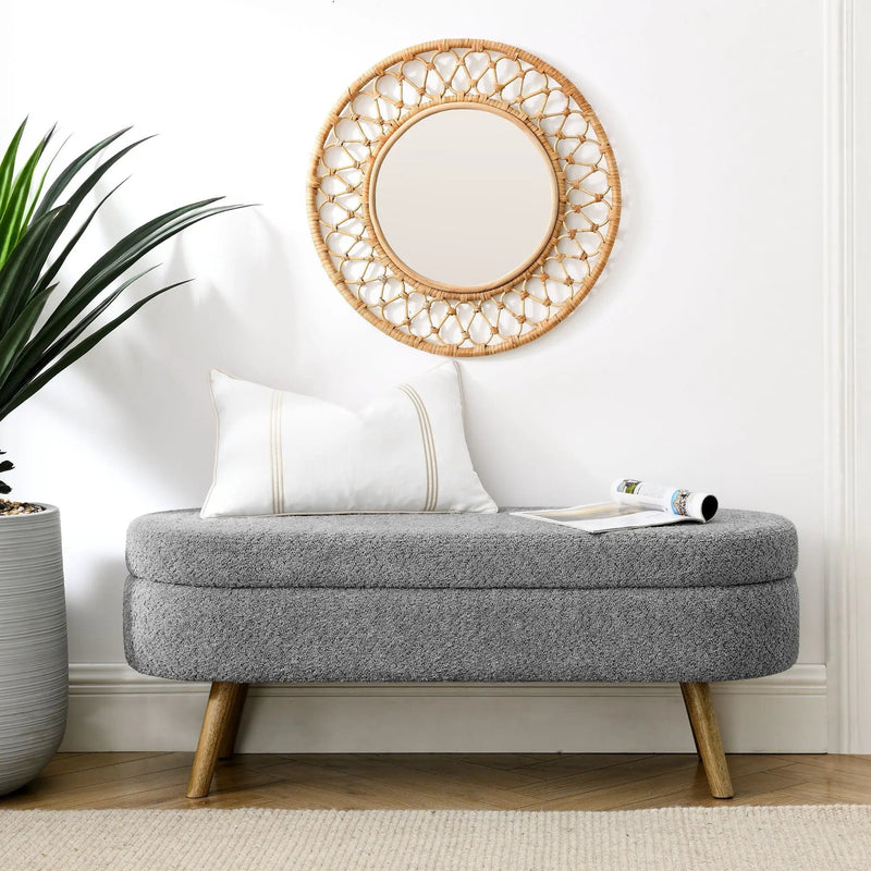 Ottoman Oval Storage Bench with Rubber Wood Legs by HouseOfZazla