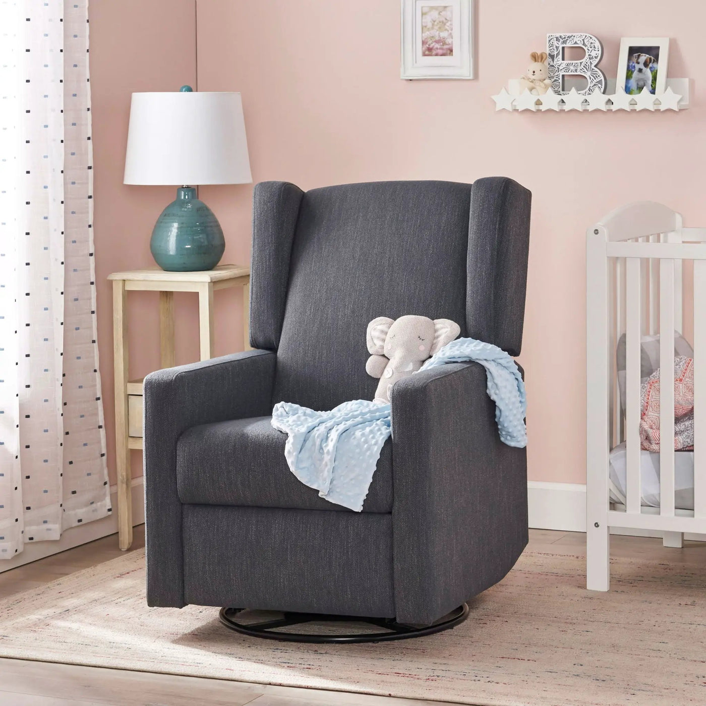 Landau Contemporary Fabric Upholstered Swivel Recliner by Unique Piece Furniture