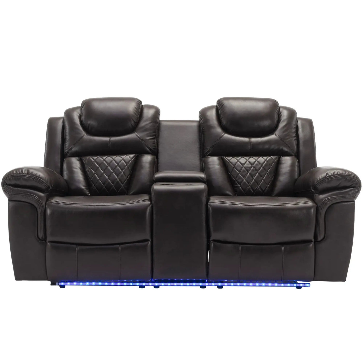 3 Pieces Recliner Sofa Sets Home Theater Seating Manual Recliner Chair With Center Console And LED Light Strip For Living Room by HouseOfZazla