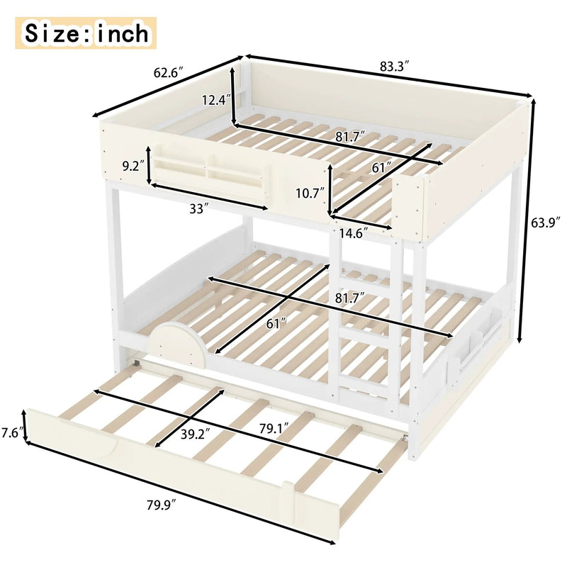 Queen Bunk Bed with Trundle by HouseOfZazla