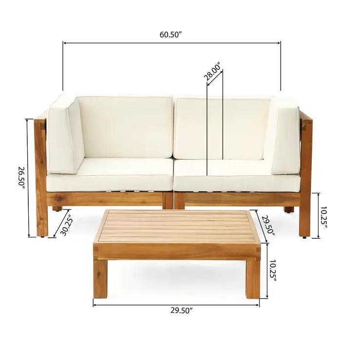 Brava X-Back 2 Seater Sectional Loveseat with Coffee Table by HouseOfZazla